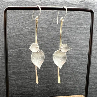 Silberne Vintage Blatt-Ohrringe