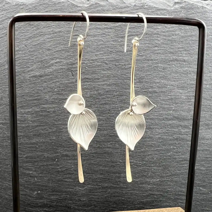 Silberne Vintage Blatt-Ohrringe