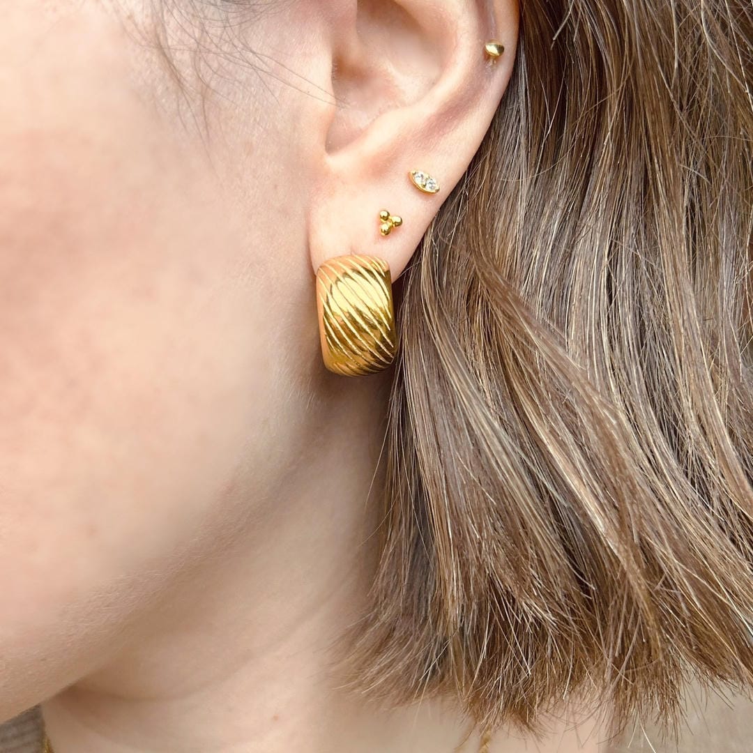 Alltags-Riffel-Gold-Ohrringe