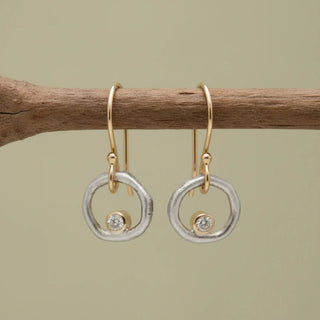 Vintage Gold- und Silberohrringe mit Zirkonia