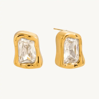 Zeitlose Gold-Zirkon-Quadrat-Ohrstecker