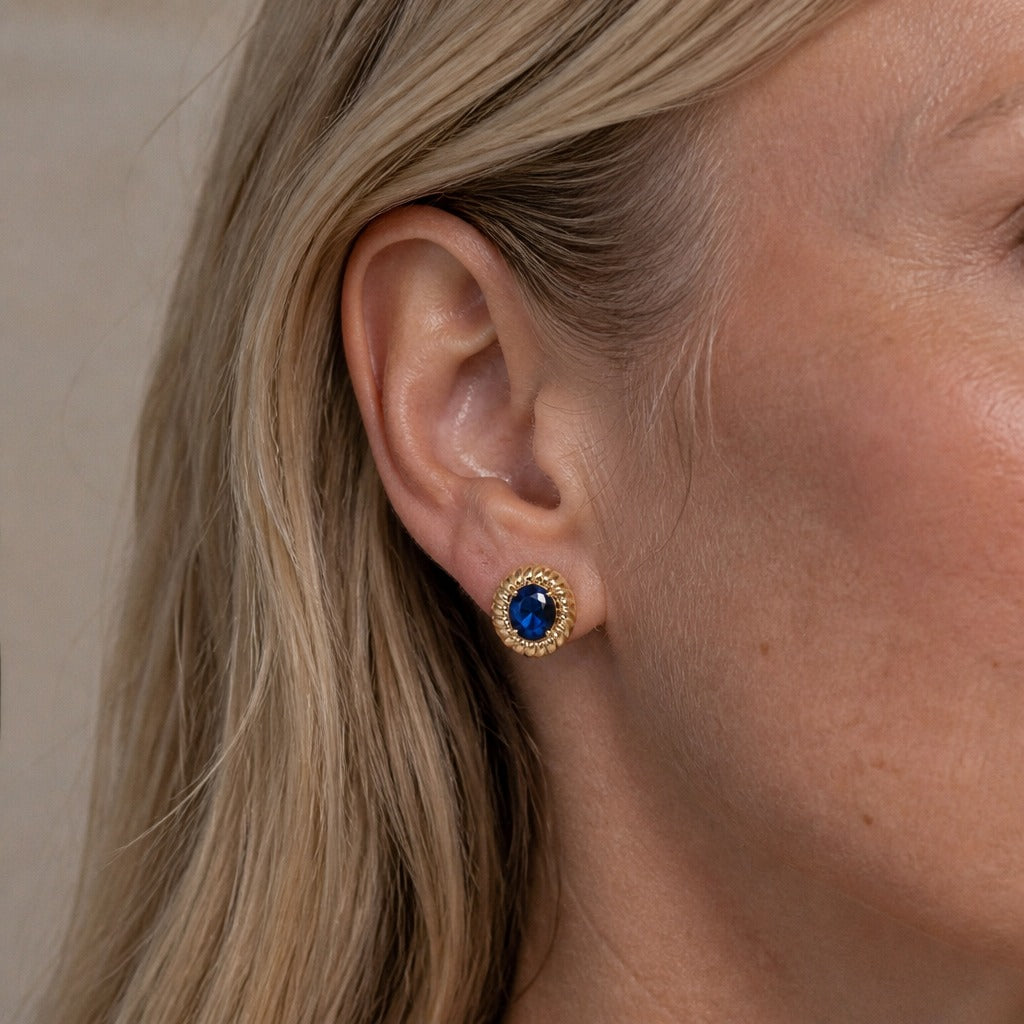 Ovale blaue Ohrstecker