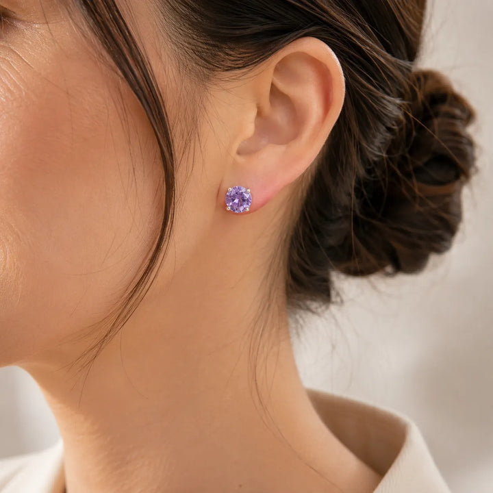Runde Ohrringe mit Amethyst