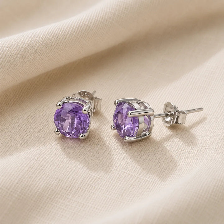 Runde Ohrringe mit Amethyst