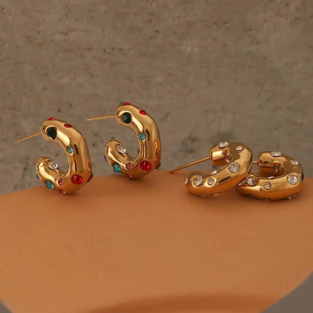 Schimmernde Gold-Zirkon-Kreisohrringe