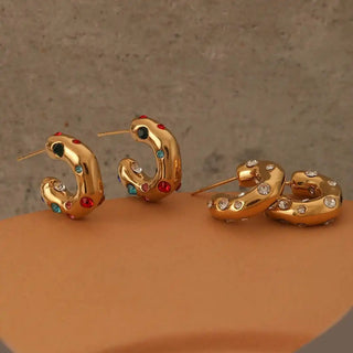 Schimmernde Gold-Zirkon-Kreisohrringe