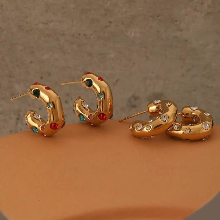 Schimmernde Gold-Zirkon-Kreisohrringe