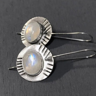 Rustikaler Tribal Silber-Mondstein Tropfen