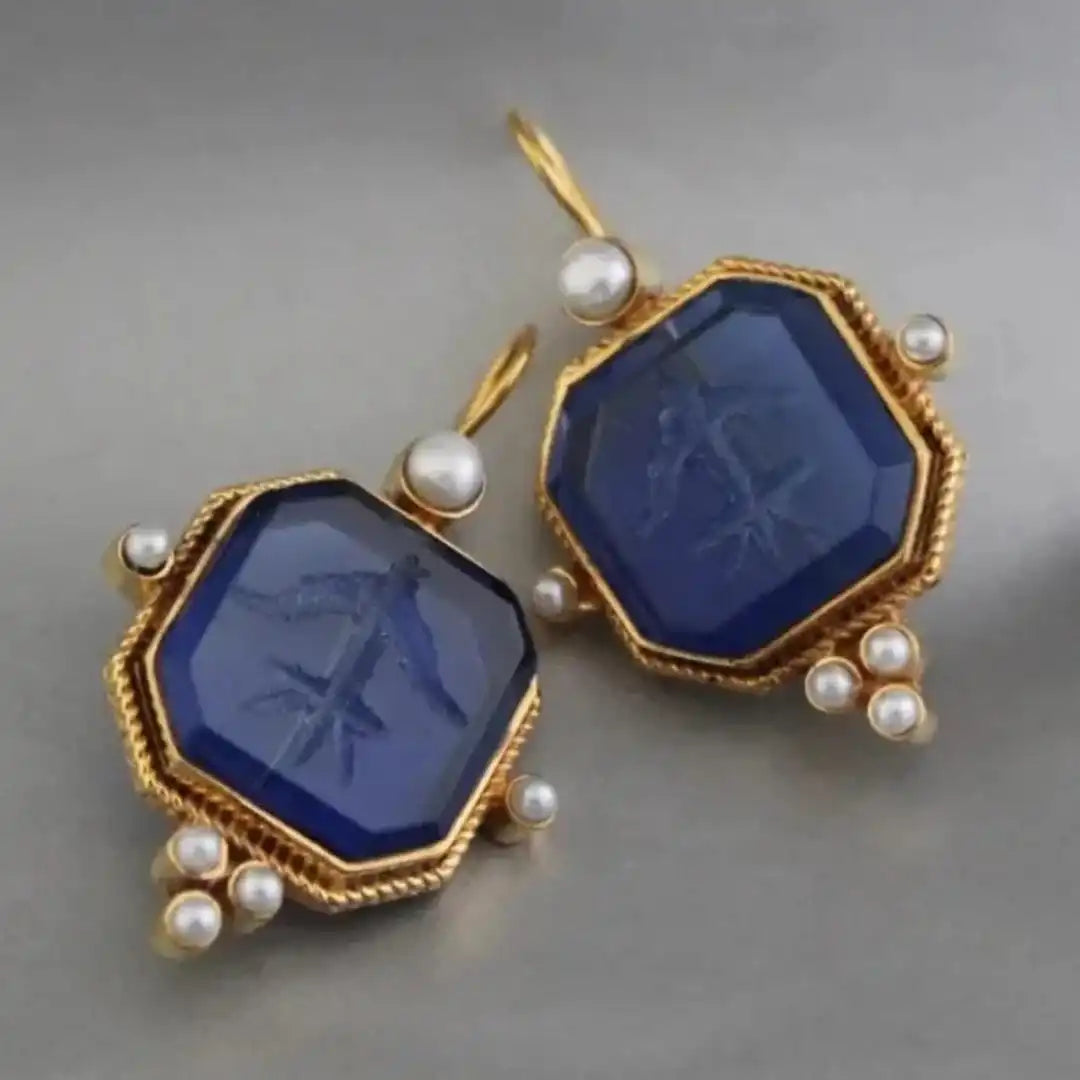 Elegante Vintage Geometrische Perlen-Tropfenohrringe