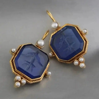 Elegante Vintage Geometrische Perlen-Tropfenohrringe