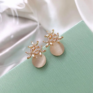 Floral Opal Perlen-Tropfen-Ohrstecker