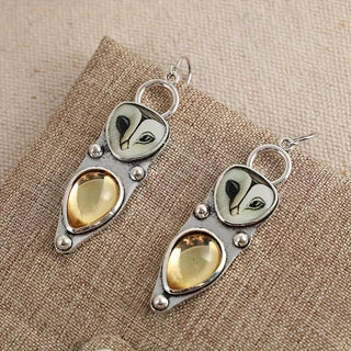 Vintage Silber Eulen-Tropfenohrringe