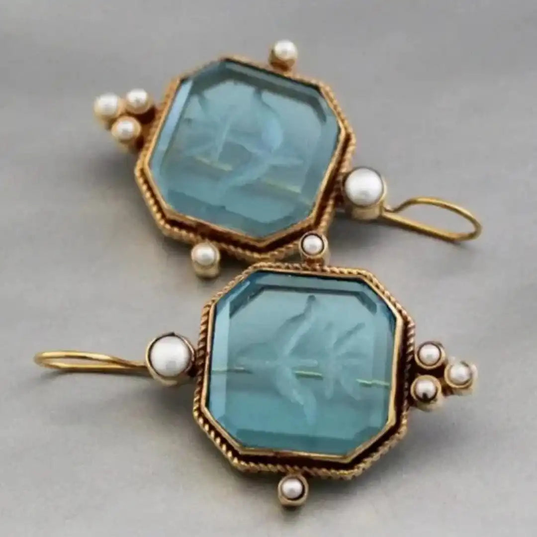 Elegante Vintage Geometrische Perlen-Tropfenohrringe