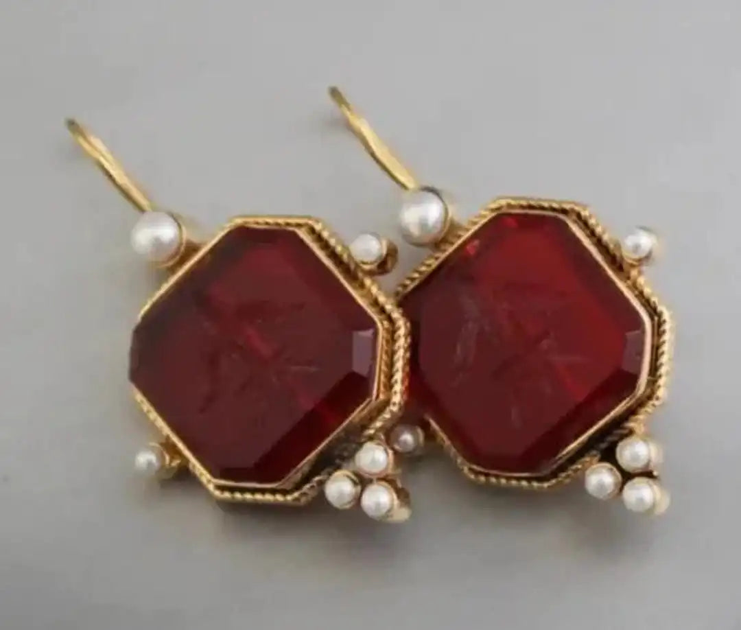 Elegante Vintage Geometrische Perlen-Tropfenohrringe