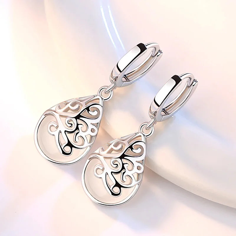 Opal-Filigran-Tropfenohrringe