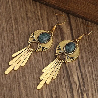 Boho Goldfransen-Scheibenohrringe