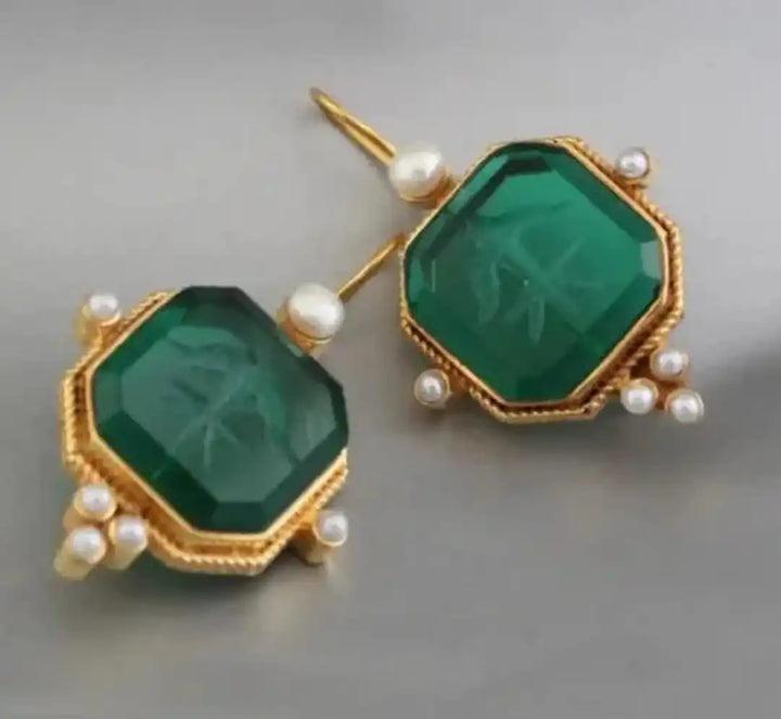 Elegante Vintage Geometrische Perlen-Tropfenohrringe