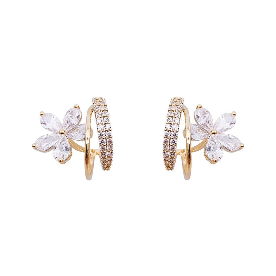 Goldene Blumen-Ohrringe mit Zirkonia