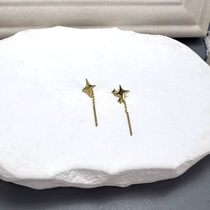 Sterlingsilber Gold Stern Kette und Ohrringe