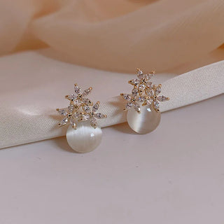 Floral Opal Perlen-Tropfen-Ohrstecker