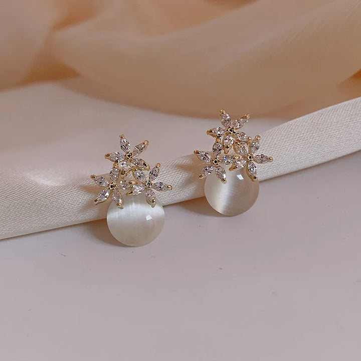 Floral Opal Perlen-Tropfen-Ohrstecker