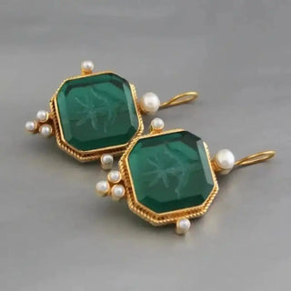 Elegante Vintage Geometrische Perlen-Tropfenohrringe