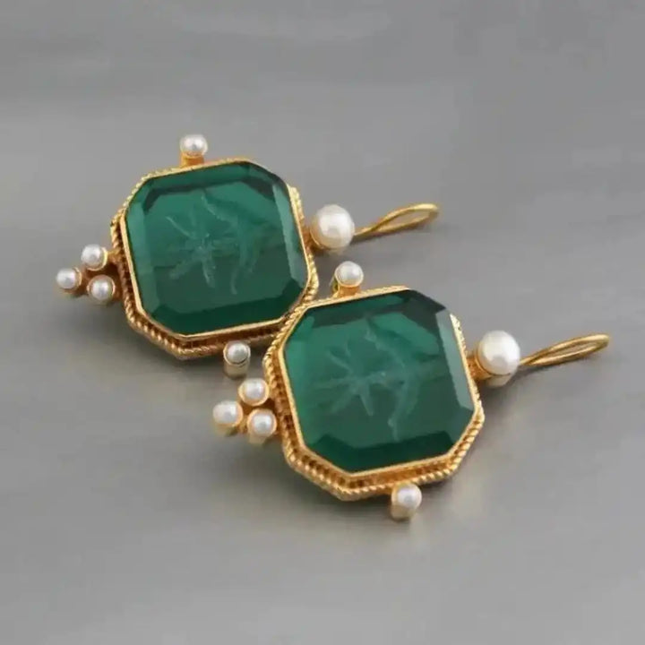 Elegante Vintage Geometrische Perlen-Tropfenohrringe