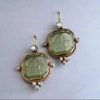 Elegante Vintage Geometrische Perlen-Tropfenohrringe