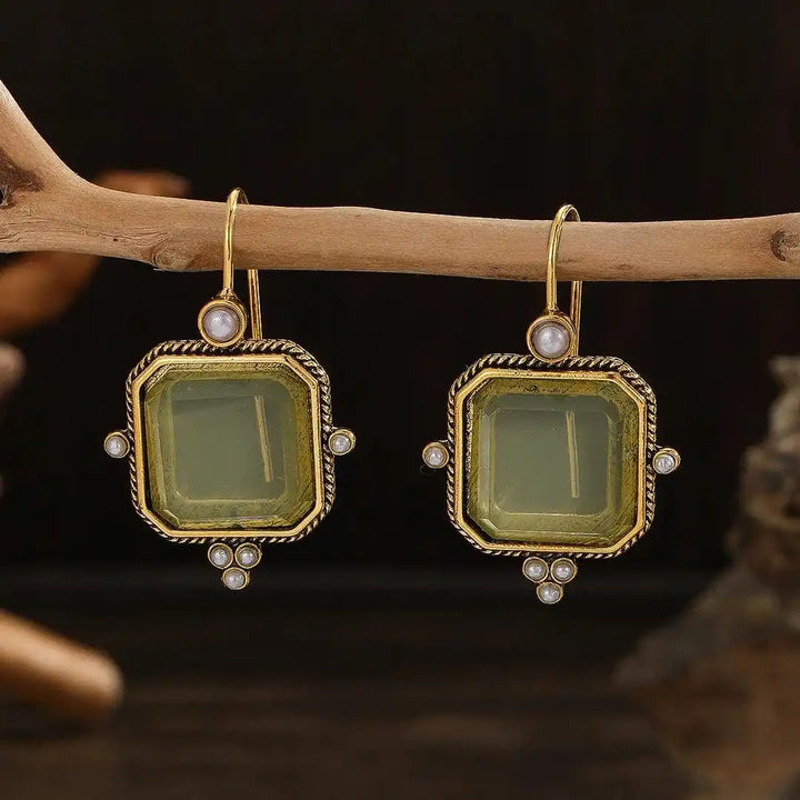 Elegante Vintage Geometrische Perlen-Tropfenohrringe