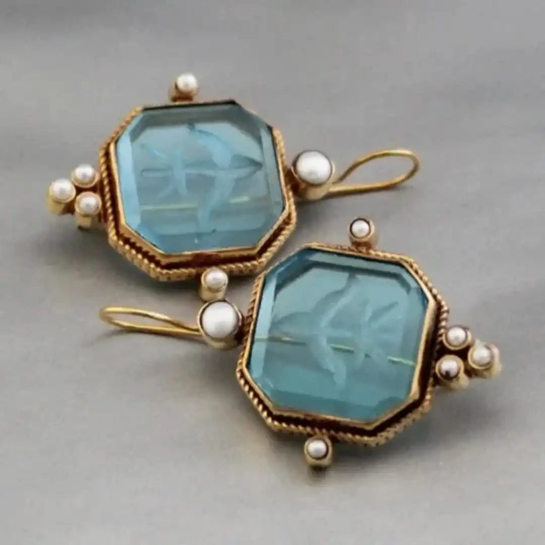 Elegante Vintage Geometrische Perlen-Tropfenohrringe