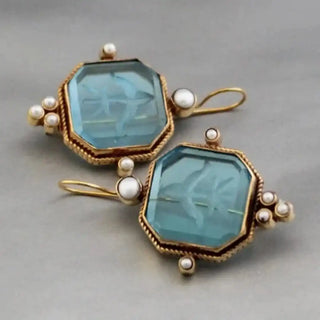 Elegante Vintage Geometrische Perlen-Tropfenohrringe