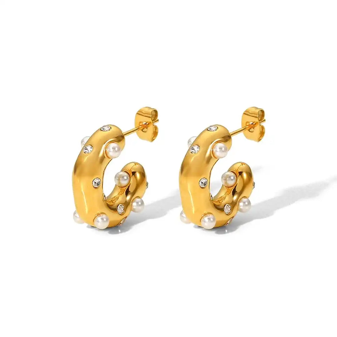 Schimmernde Gold-Zirkon-Kreisohrringe