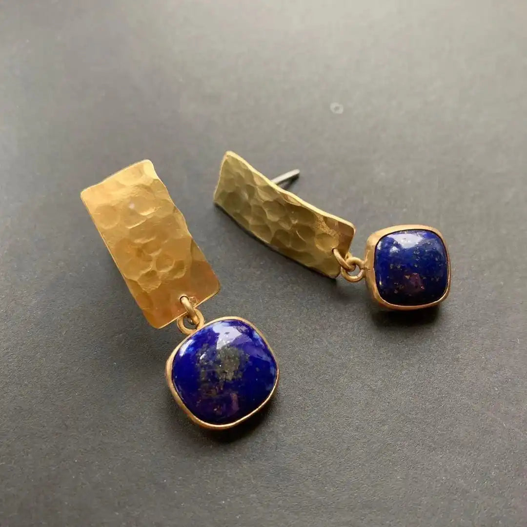 Boho Lapis Lazuli Ohrringe quadratisch