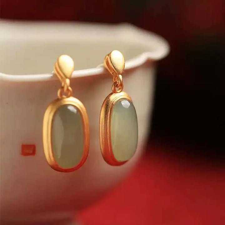 Retro Hetian Jade Ohrringe
