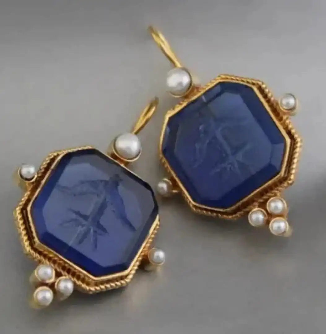 Elegante Vintage Geometrische Perlen-Tropfenohrringe