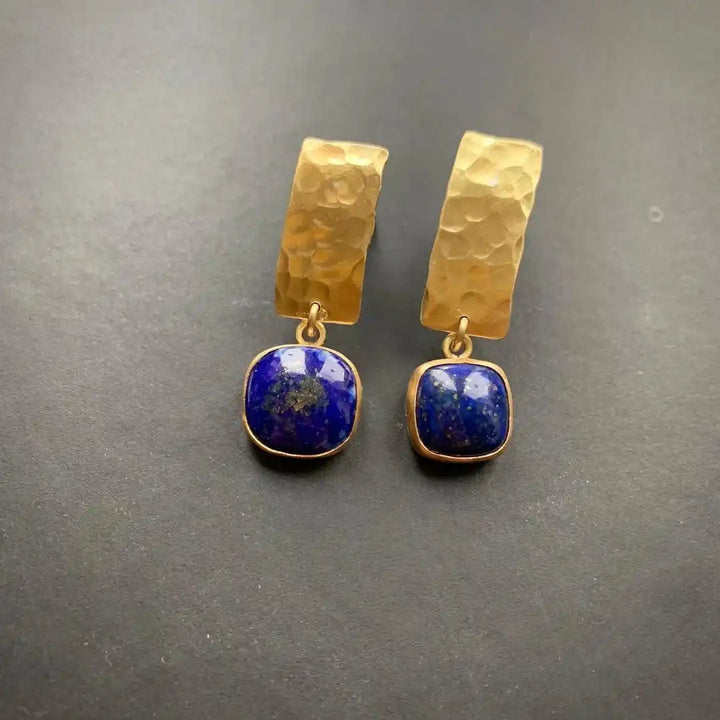 Boho Lapis Lazuli Ohrringe quadratisch