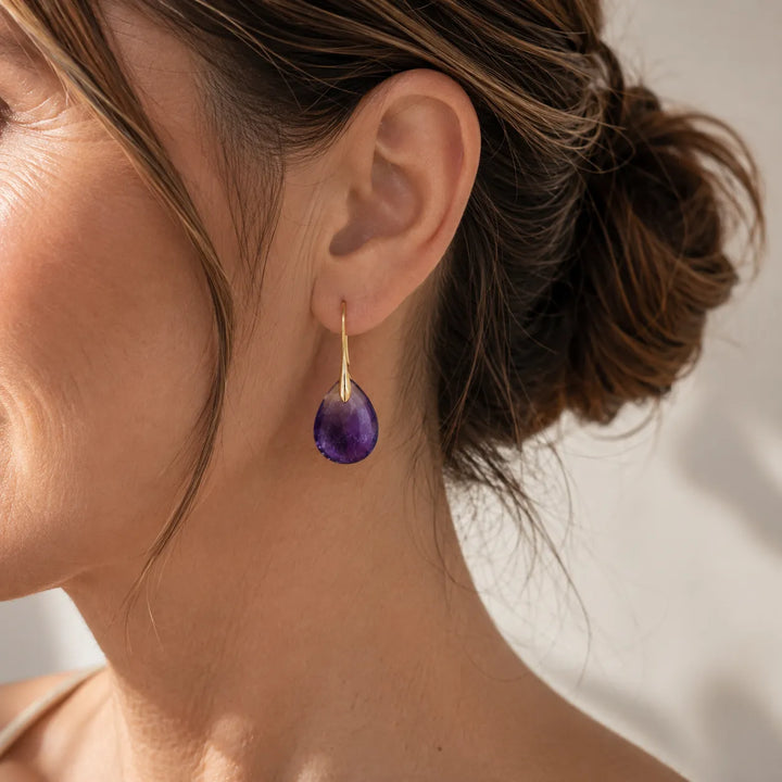 Zeitlose Tropfen-Charm Amethyst-Ohrringe