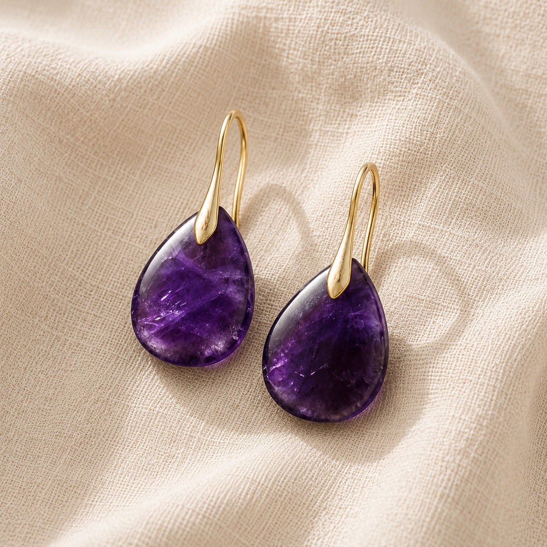 Zeitlose Tropfen-Charm Amethyst-Ohrringe