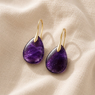Zeitlose Tropfen-Charm Amethyst-Ohrringe