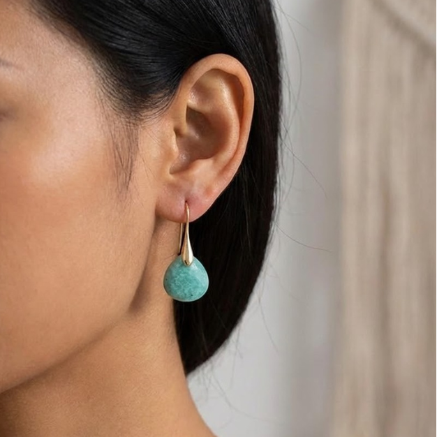Elegante Amazonit-Tropfenohrringe