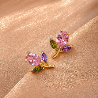 Tulpen-Edelstein-Ohrringe