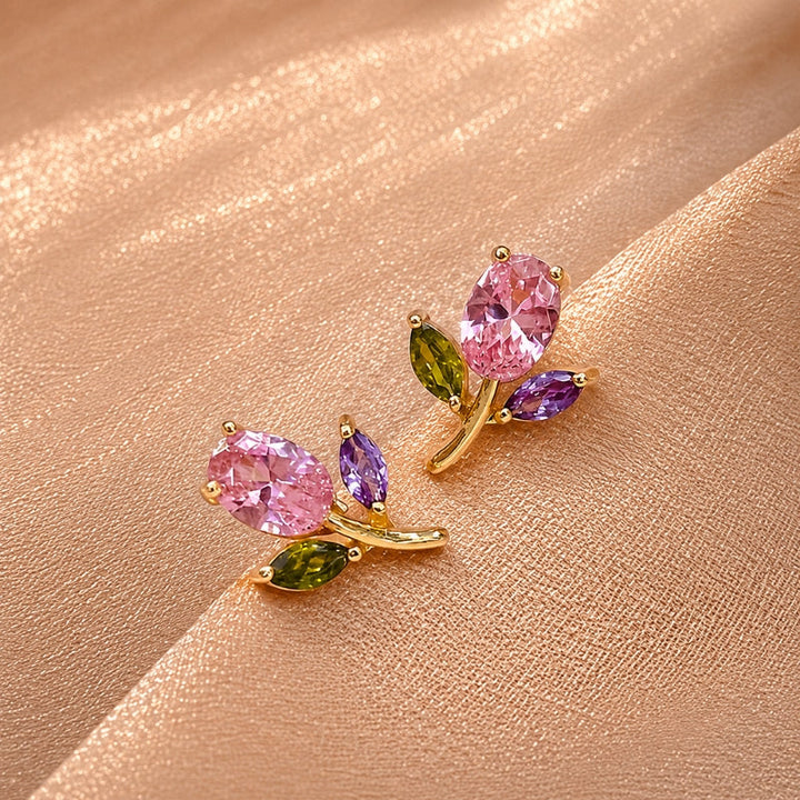 Tulpen-Edelstein-Ohrringe
