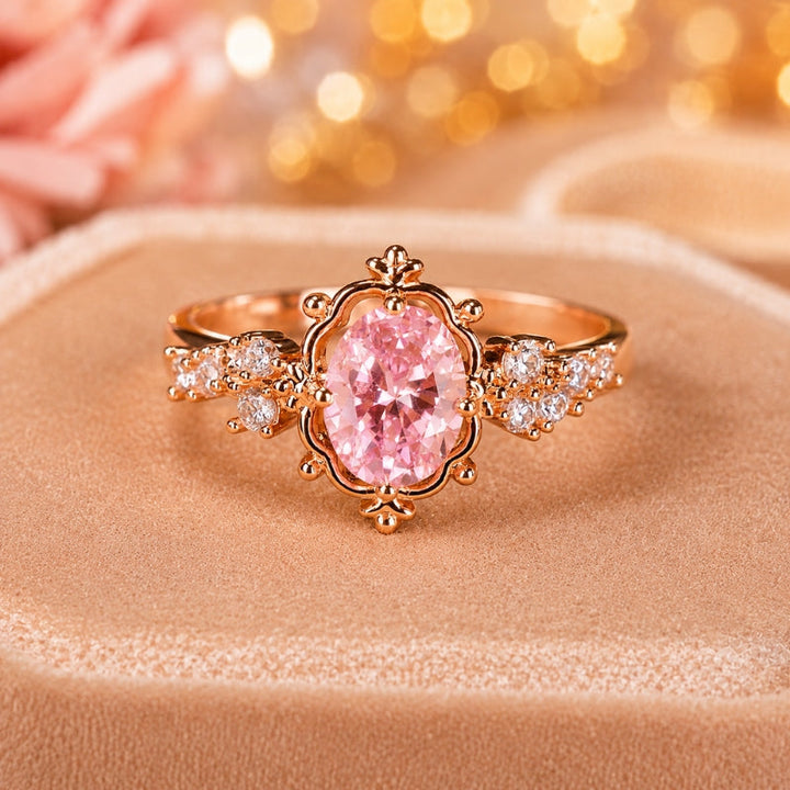 Zeitloser Oval-Halo-Ring