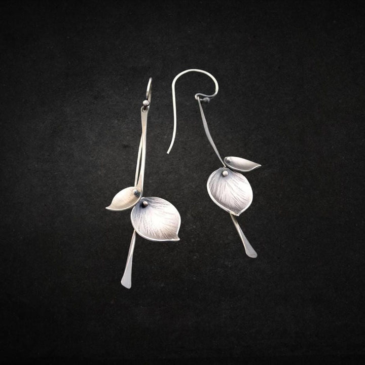 Silberne Vintage Blatt-Ohrringe