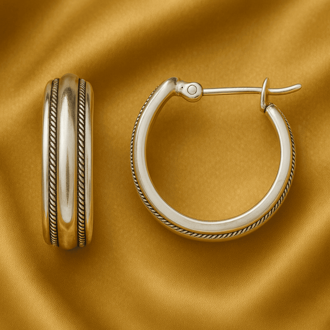Vintage Silberohrringe mit Goldstreifen