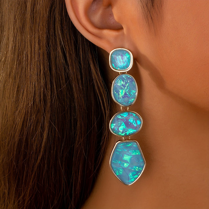 Elegante Gradient Opal-Ohrringe mit Anhänger