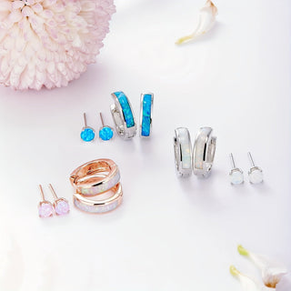 Irisierende Opal-Ohrring-Set
