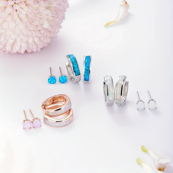 Irisierende Opal-Ohrring-Set