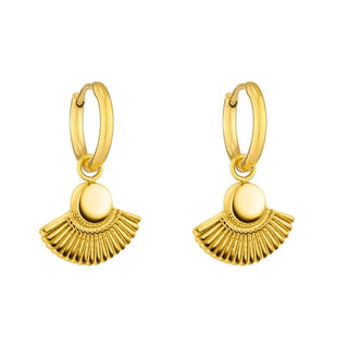 Goldene Fächer-Drop-Hoop-Ohrringe
