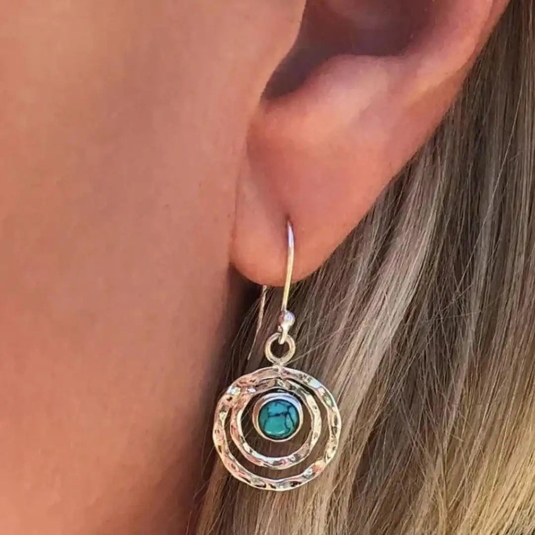 Boho Saturn Ohrringe in Türkis und Gold